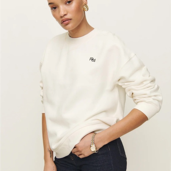 Reformation Sweaters - REFORMATION Emma Classic Crewneck Sweatshirt Fior diLatte/Black S